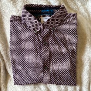 Denim & Flower maroon flower print size Large short sleeve button up